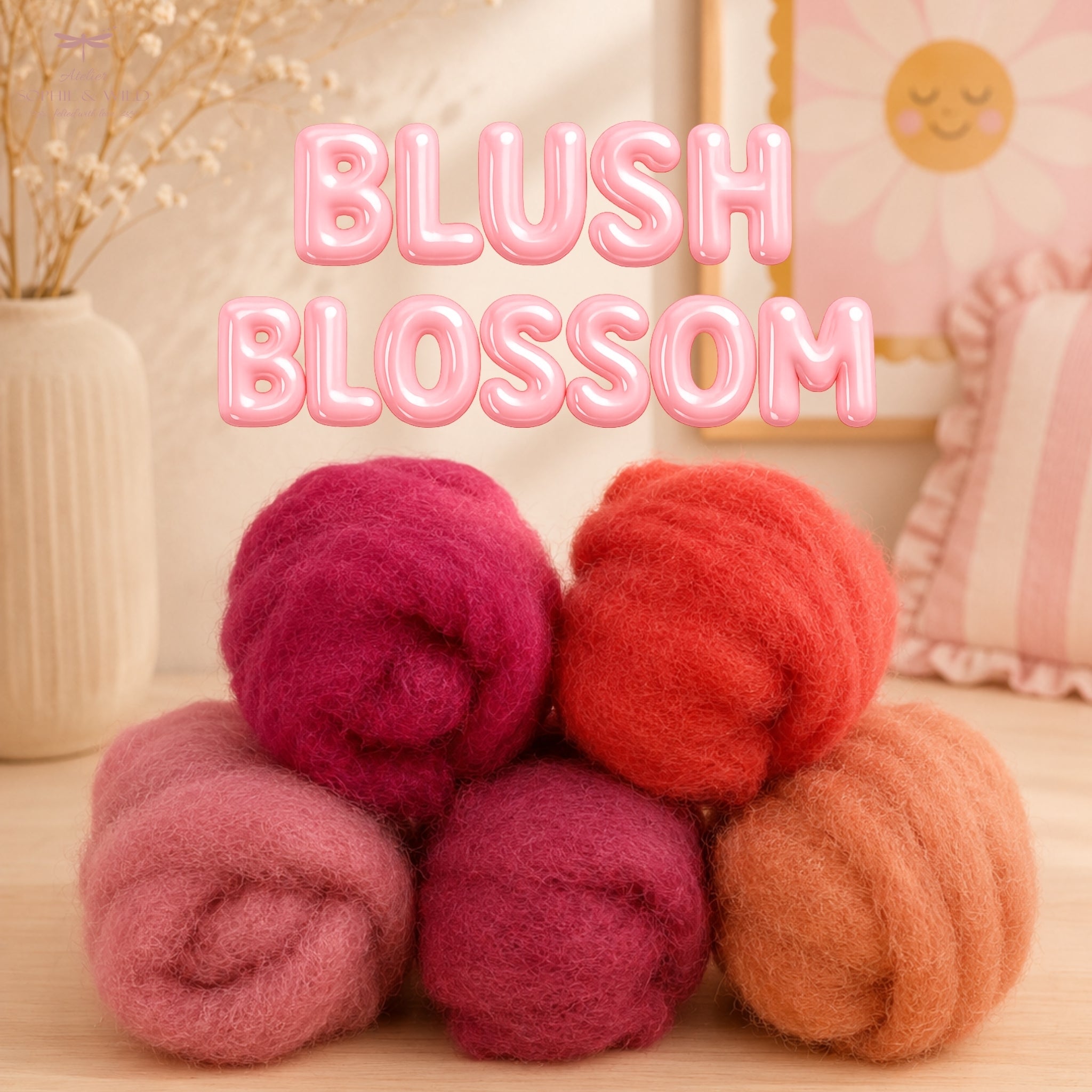 Blush Blossom – Filzwolle Farbset aus 100 % Schafwolle (100g)