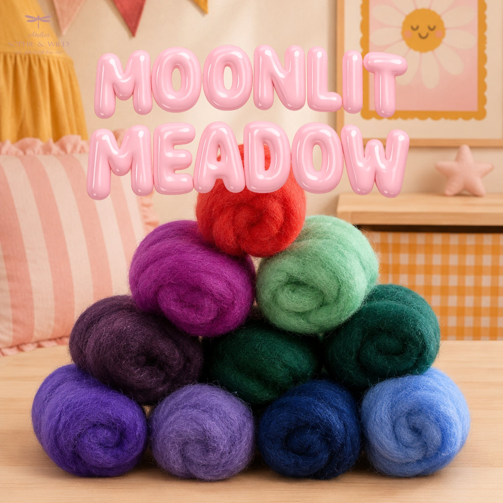Moonlit Meadow – Filzwolle Farbset aus 100 % Schafwolle (200g)