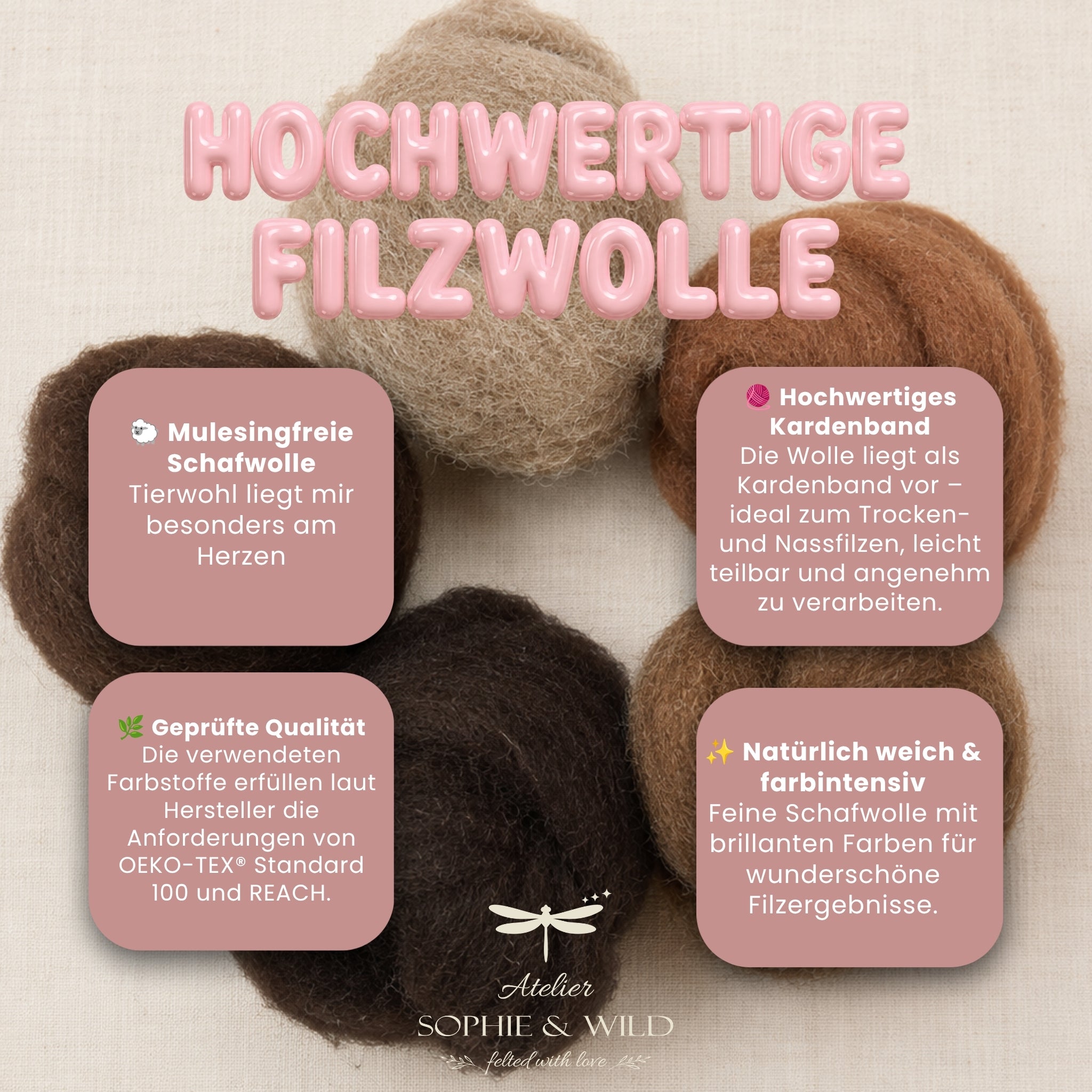 Enchanted Forest – Filzwolle Farbset aus 100 % Schafwolle (100g)
