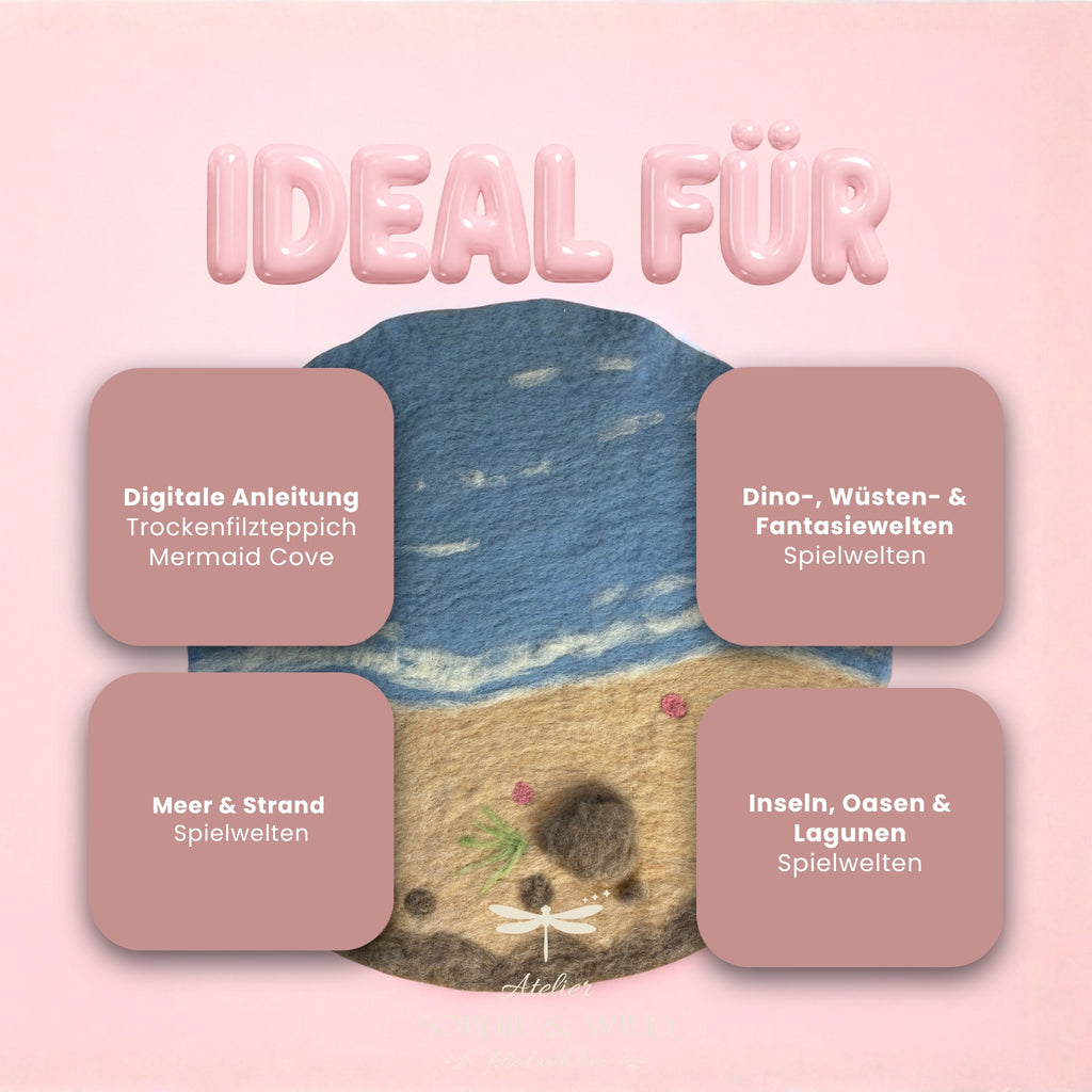 STARTER-SET für Filzlandschaften - Mermaid Cove – Filzwolle Farbset aus 100 % Schafwolle (300g)