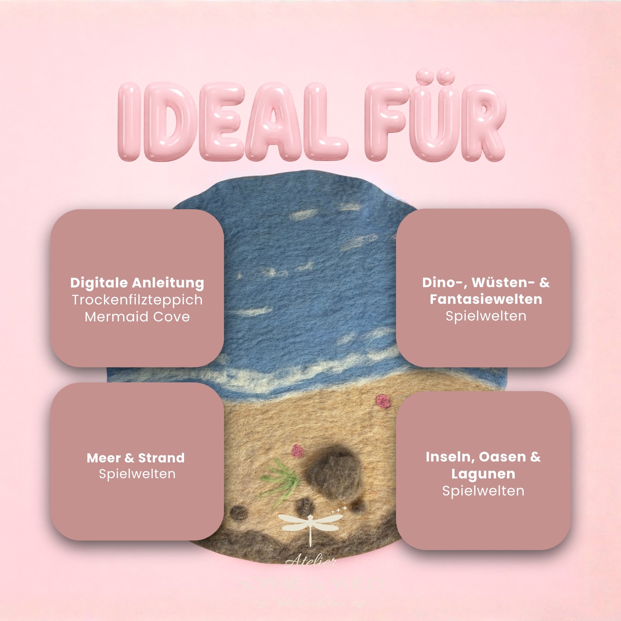 STARTER-SET für Filzlandschaften - Mermaid Cove – Filzwolle Farbset aus 100 % Schafwolle (300g)