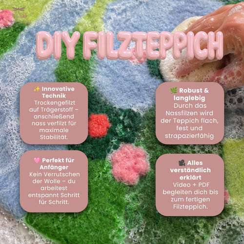 DIY Filzteppich Anleitung – Nassfilzen | Video & PDF | Für Anfänger