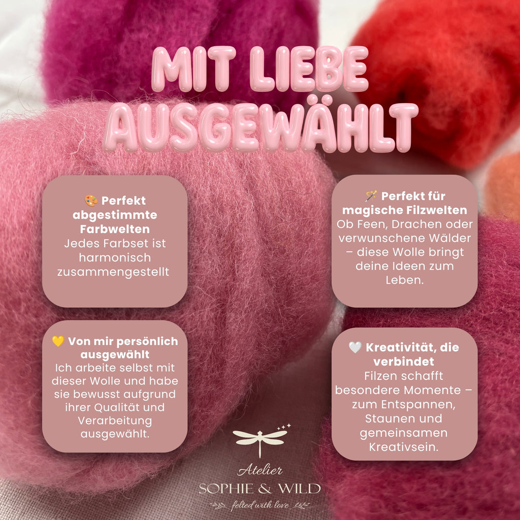 Blush Blossom – Filzwolle Farbset aus 100 % Schafwolle (100g)