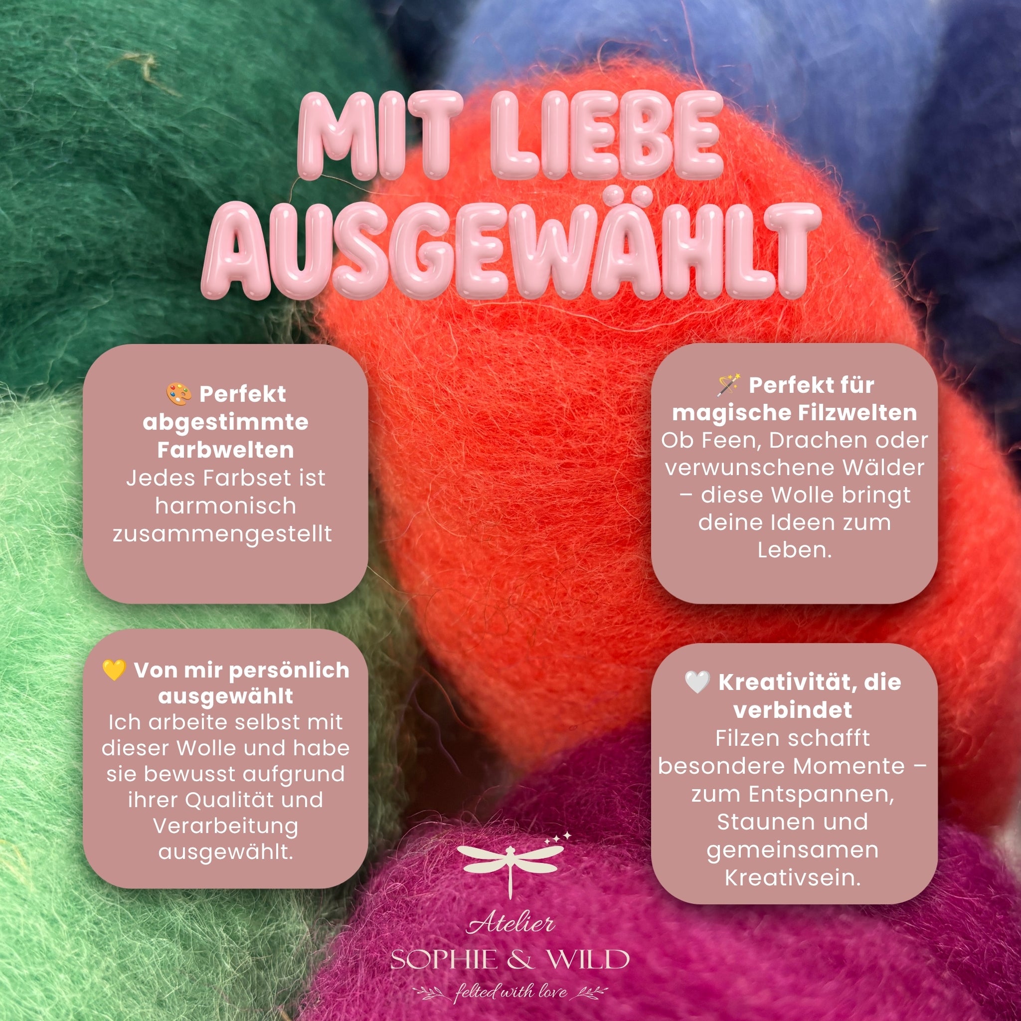 Moonlit Meadow – Filzwolle Farbset aus 100 % Schafwolle (200g)