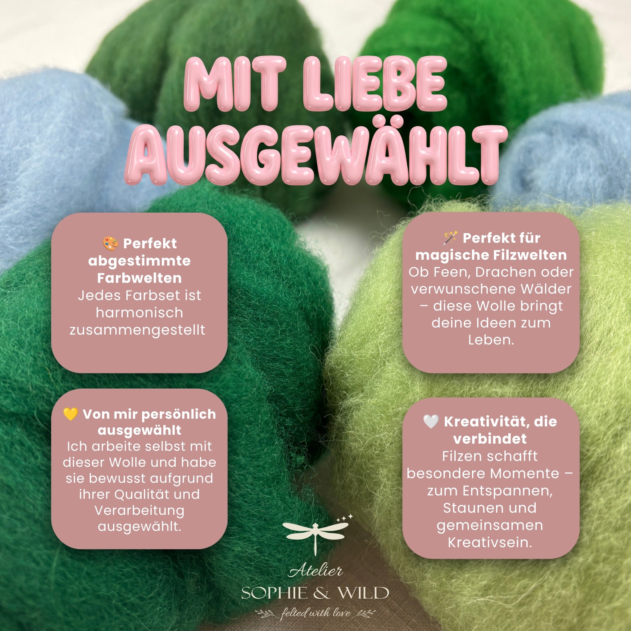 Fairy Meadow – Filzwolle Farbset aus 100 % Schafwolle (300g)