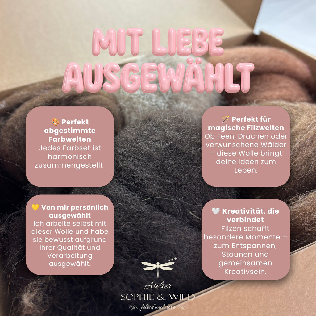 Enchanted Forest – Filzwolle Farbset aus 100 % Schafwolle (100g)