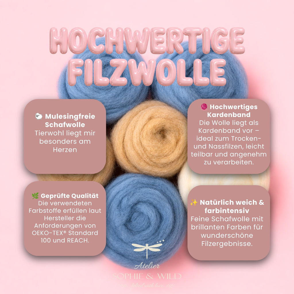 STARTER-SET für Filzlandschaften - Mermaid Cove – Filzwolle Farbset aus 100 % Schafwolle (300g)