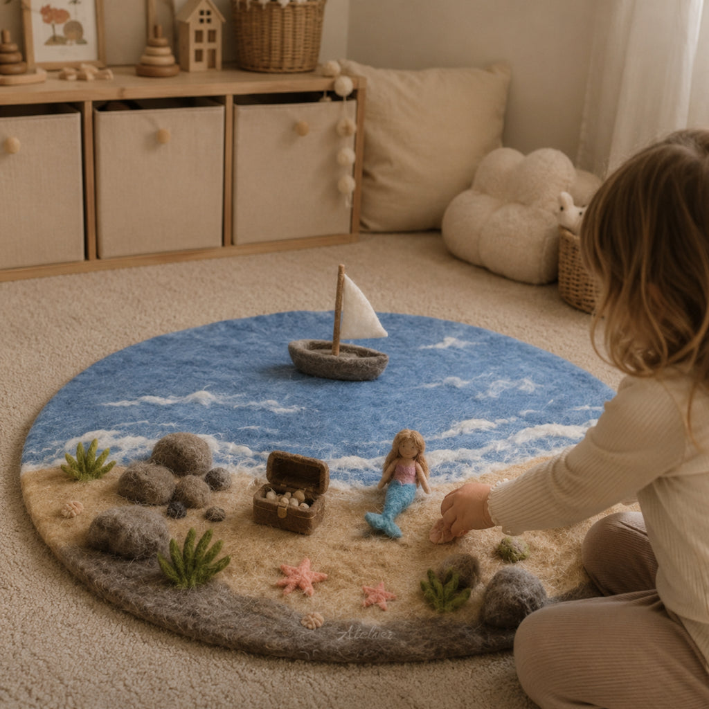 STARTER-SET für Filzlandschaften - Mermaid Cove – Filzwolle Farbset aus 100 % Schafwolle (300g)